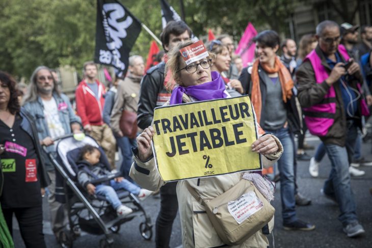 Manifestation contre la réforme du code du travail à Paris le 12 septembre 2017 - 2017©Jean-Claude Coutausse / french-politics pour Le Monde